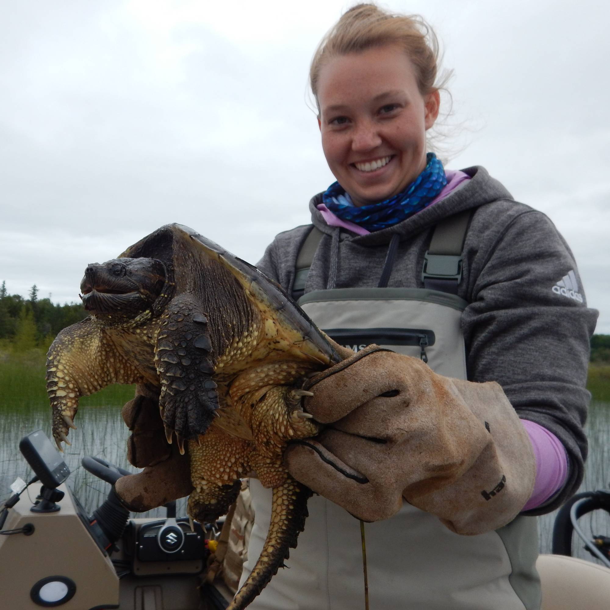 Megan with snapping turtle